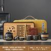 Outdoor travel tea set portable storage bag household one pot four cups ceramic express cup bubble teapot custom printing