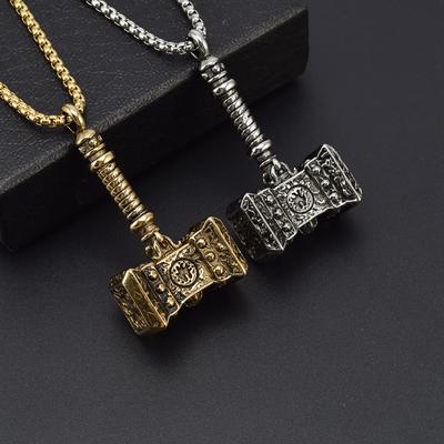 Europäischer und Amerikanischer Thors Hammer Herren Halskette Anhänger Trendiger Vintage Guss Schmuck Modeschmuck Anhänger