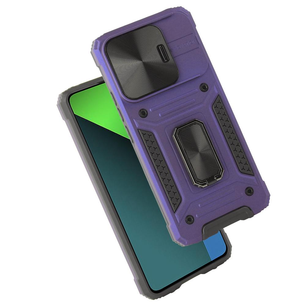 Armored Case for Xiaomi Redmi Note 13 Pro 5G, CamShield Slide, Purple + 9H Tempered Glass