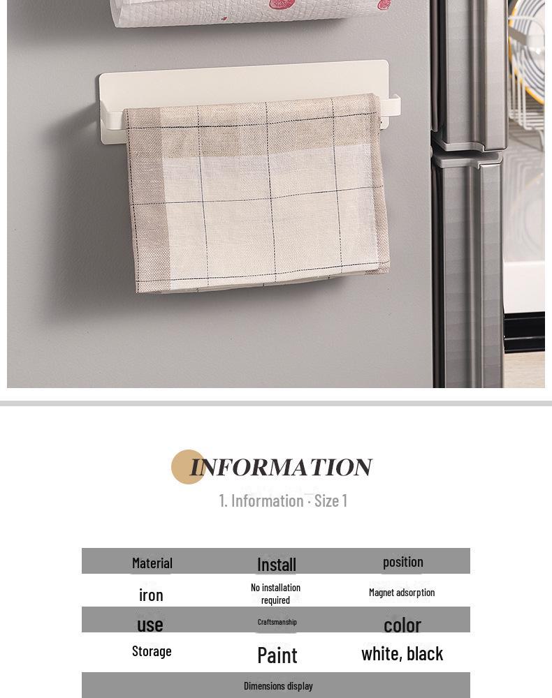 Magnetic Refrigerator Rack & Holder for Paper Towels, Seasoning Bottles, Cling Film, and Rags.