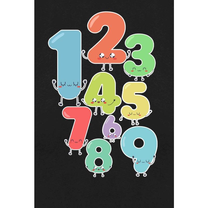 Kids Black Crewneck Short Sleeve T-Shirt, Numbers Day Cartoon Graphic Tee