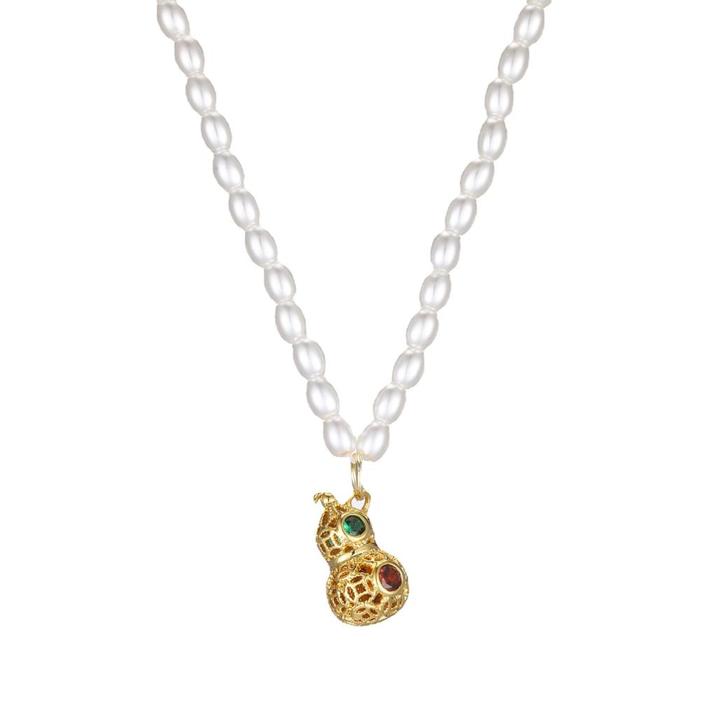 Design Freshwater Pearl Necklace Female Premium Vintage Ethnic Wind Gourd Collarbone Chain