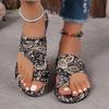 Flache Bohemian-Sandalen für Damen, bunt gemusterte Slipper im Sommerstil, lässige Strandschuhe mit offener Spitze