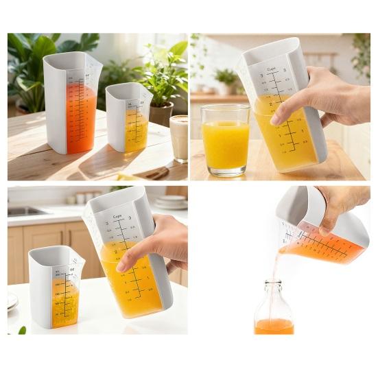 Silikon Messbecher Doppelskala Backen Kochen Messbecher Flexibler Ausguss Komfortgriff Mikrowellen- & Spülmaschinenfest Küchenwerkzeuge