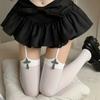 Medias de Tirantes con Cruz de Terciopelo Plateado para Niñas Finas Japonesas Lolita Medias de Cosplay Hasta el Muslo Calcetines por Encima de la Rodilla