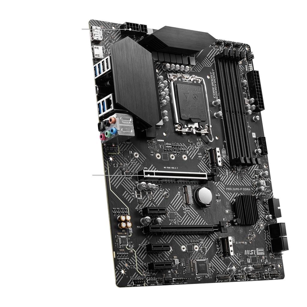MSI PRO DDR4-Motherboard ATX mit Intel Z690, kompatibel mit CPU der 12. Generation MB5611, Schwarz Z690-P [ausgestatteter Chipsatz] (LGA1700)