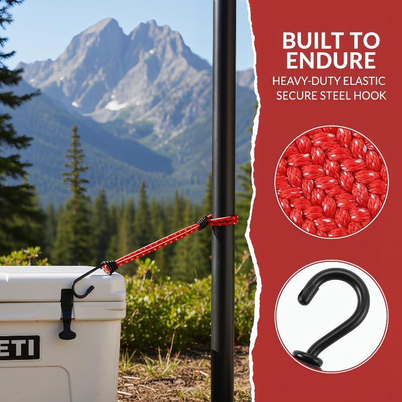 Multifunction High Elastic Rope Hook Anti-wind Canopy Tarp Tent Cords Outdoor Camping Bungee Fixed Binding Belt Hooks Fastener