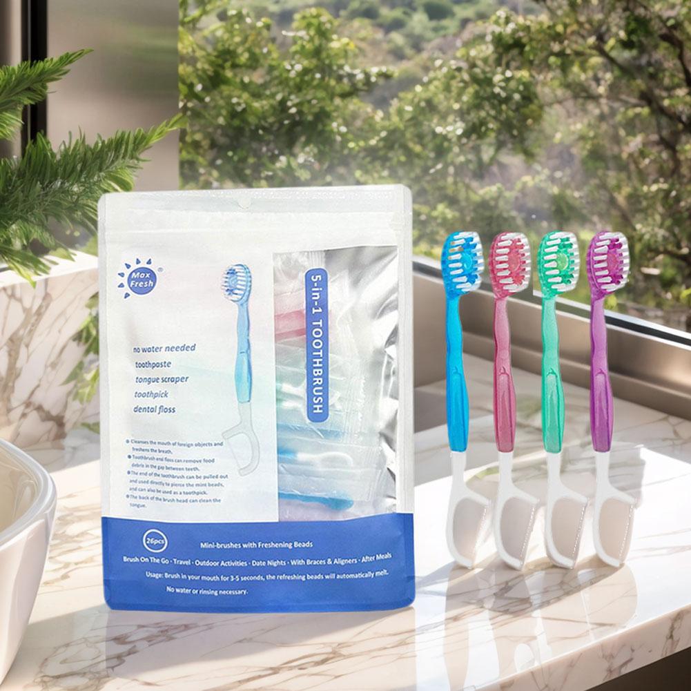 Brosses à dents mini 5 en 1 et fil dentaire avec dentifrice Tout en un Soin bucco-dentaire en déplacement