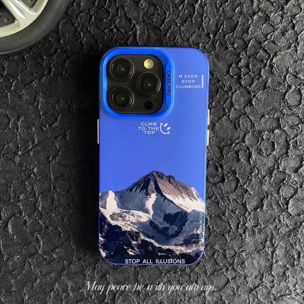 Snow Mountain Scenery iPhone 16 Pro Max Phone Case, New Color Silver 15/14mm Personalized IMD Drop-Proof Case 13
