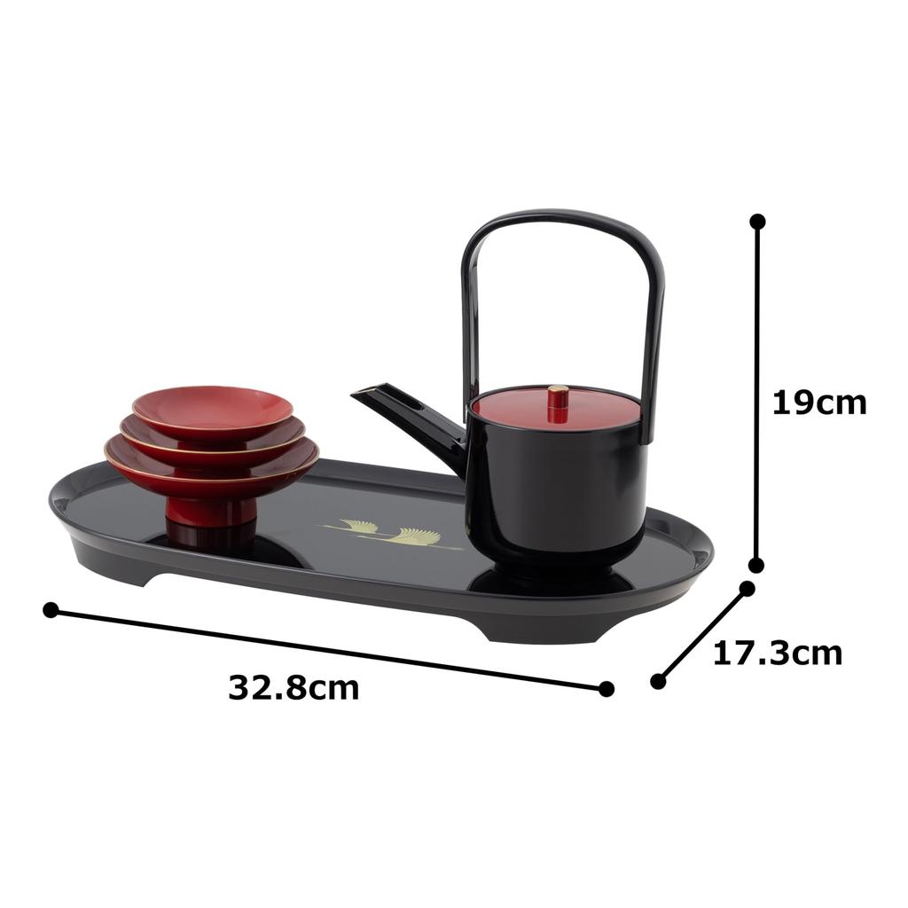 Yamanaka Lacquerware Toso Ware Crane Auspicious Sake Cup Choshi Toso Stand Set Yamanaka Lacquer Ware Traditional Craft Made In Japan New Year