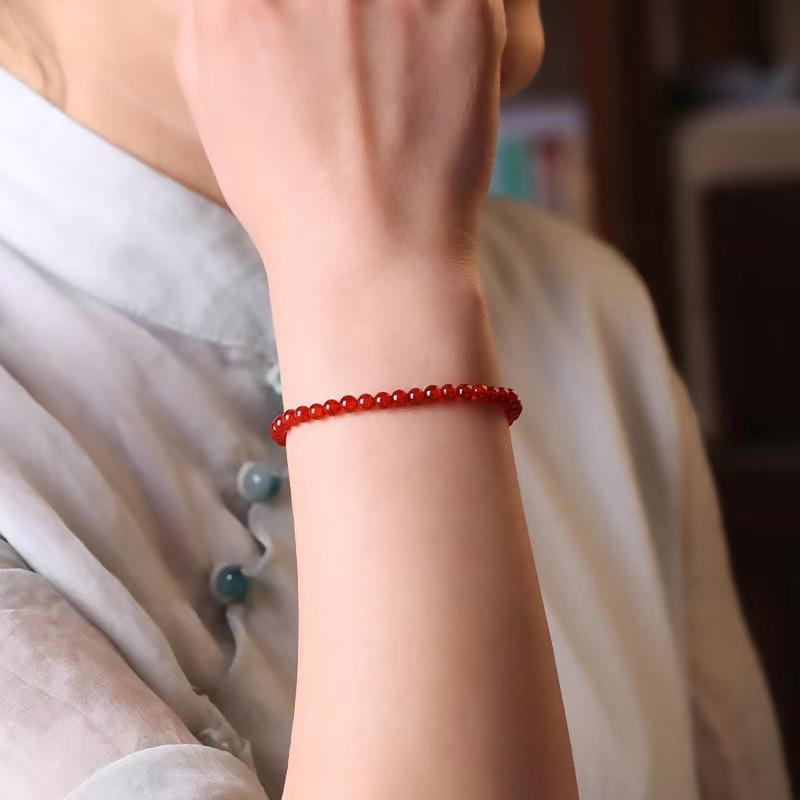 Natural Agate Bracelet Women's 4mm Ultra-fine 3mm Braceletfashion Women Daily Jewelry Gift