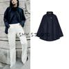 Spring New Women's Clothing Color Contrast Patchwork Long Sleeves Stand Collar Strap Decoration Loose Cape Style Outwear 5071041