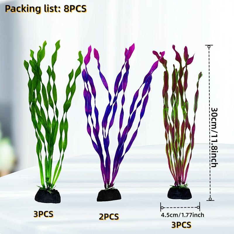 8pcs Vibrant Artificial Plants - Durable PE Aquascaping Set for Fish Tank Decor, Aquatic Plants, Aquarium Decor