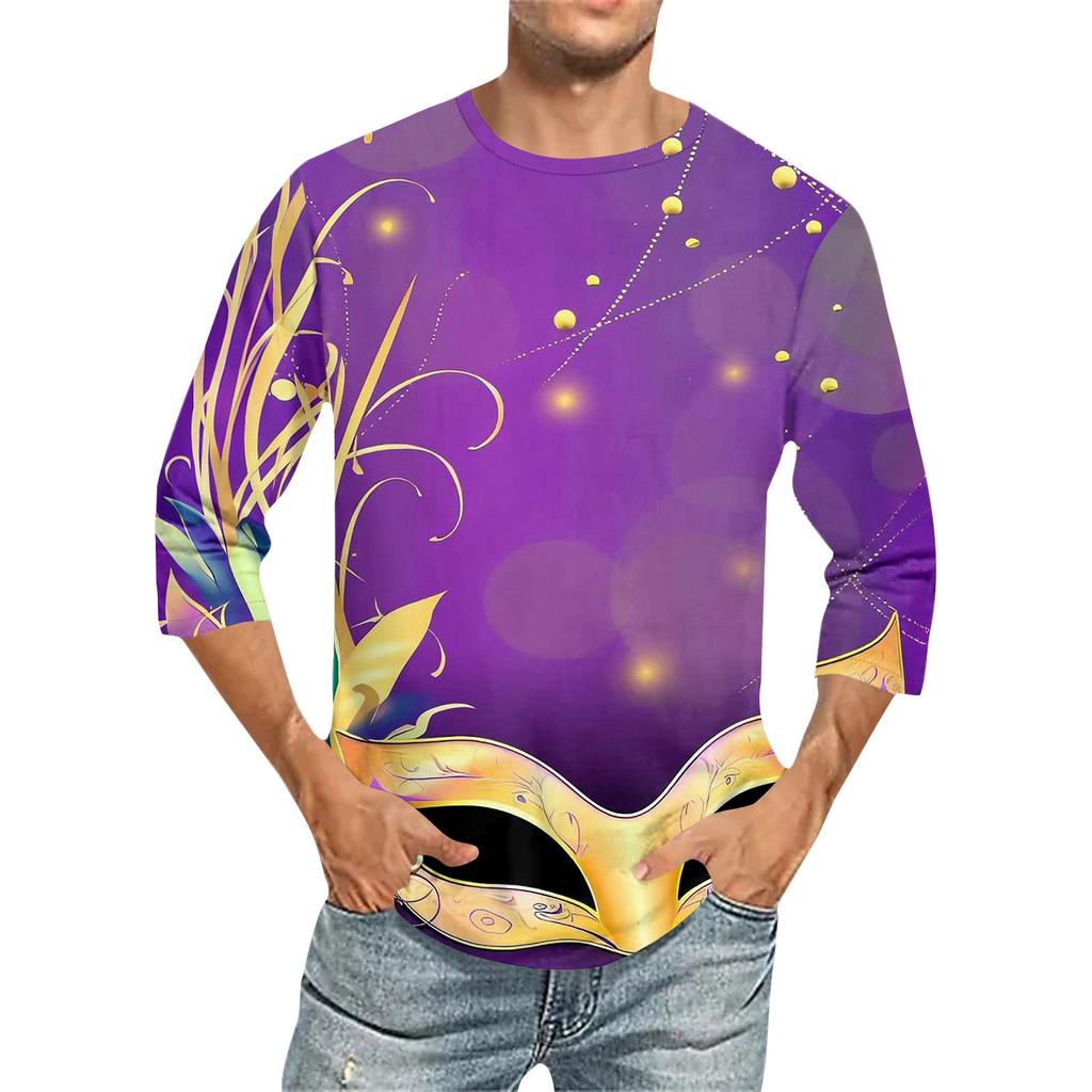 Carnival Print - Men's Round Neck Short Sleeve Top