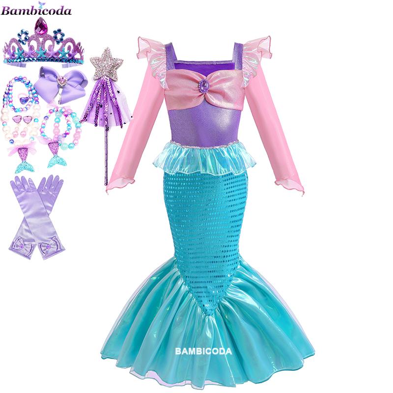 Little Mermaid Dress Princess Cosplay Costume Fish Beauty Birthday Party Halloween Clothing Mermaid Dress For Girl
