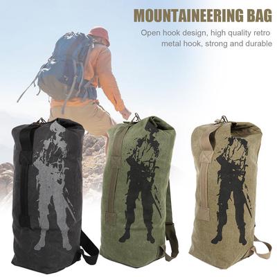 Plátěný batoh Sportovní taška na kolo Batoh Pevný Odolný Odolný proti opotřebení Outdoor Kempování Turistika Lezení Taška Khaki Armádní zelená