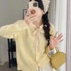 Gentle Wind Lace Strap Bow Knitted Cardigan Women's Autumn and Winter Sweet Love Buckle Crew Neck Sweater Jacket
