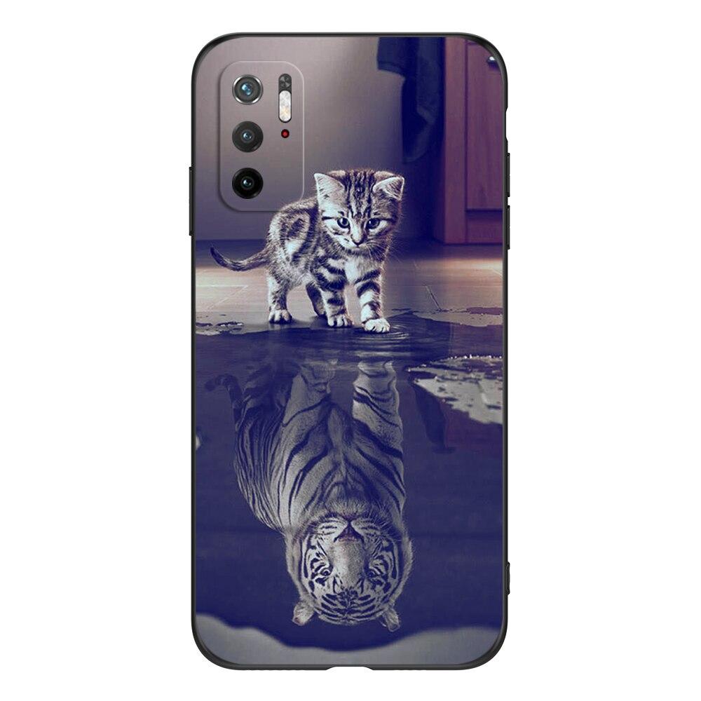 For Poco M3 Pro 5G Case 6.5" Xiaomi Redmi Note 10 5G Phone Back Cover Bumper POCOPHONE Black Tpu Case Lion Wolf Tiger Dragon