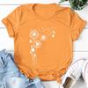 Women Fashion Flower Printing O-Neck Short T-Shirt Loose Blouse Top Shirt