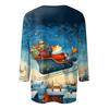 3/4 Sleeve Shirts For Women Print Christmas Tees Blouses Casual Plus Size Basic Tops Pullover