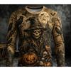 Men Vintage Halloween Long Sleeve T-shirt Grim Reaper Scarecrow