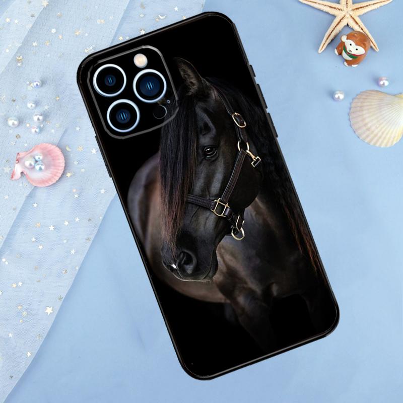 Beautiful Black Horse Case For iPhone 17 Pro Max 16 14 13 12 11 15 Pro Max Plus 12 13 Mini 16e 17 Air Back Cover