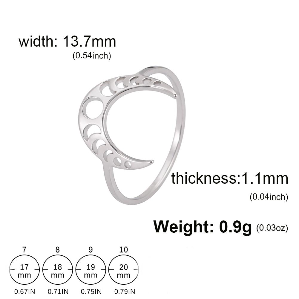 

Teamer Moon Phase Ring for Women Couple Stainless Steel Crescent Moon Geometric Wide Finger Ring Aesthetic Amulet Jewelry Gifts 7