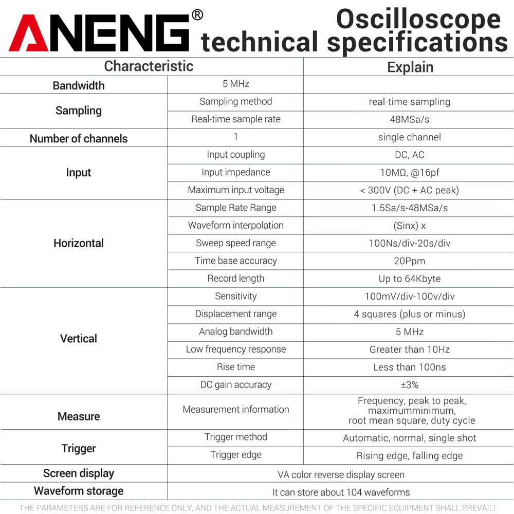 2026 ANENG AOS12 Intelligent 2in1 Oscilloscope Multimeter 5MHz 48MSa/s High Precision Portable Multifunction Measuring Test Tool with Digital Display