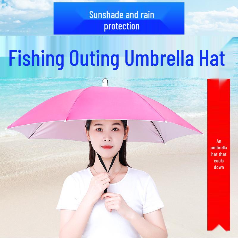 Large Rainbow Sun Hat Umbrella for Street Stalls and Fishing