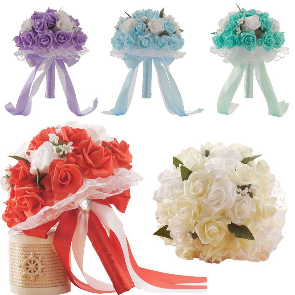 Romantic Artificial Hand Bouquet Silk Flowers Bridesmaid Bouquet Ceremony Anniversary