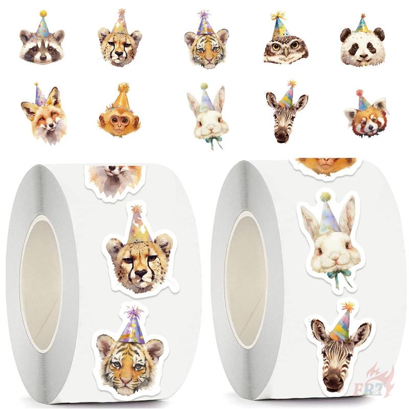 500Pcs/Roll Birthday Party Animals Kids Rewards Stickers - DIY Scrapbooks Album Decor Sealing Label Decals