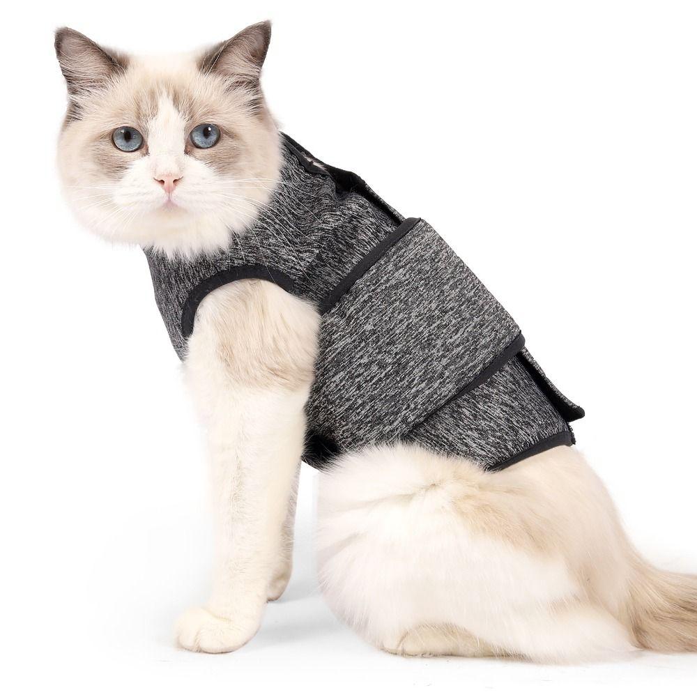 

Elastic Cat Calming Vest Soft Anti Anxiety Pet Coat Cat Anxiety Jacket for Relieve Anxiety S сірий