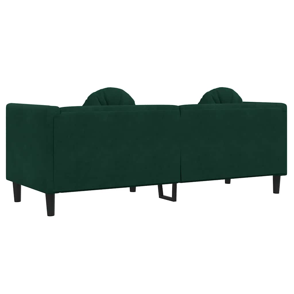 3 Seater Sofa with Cushions Dark Green Velvet