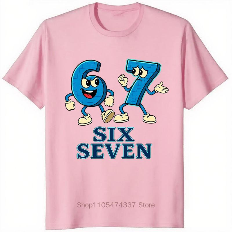 Six Seven Print T Shirt For Unisex Summer Funny Casual Fashion Streetwear Comfortable Tops Loose Crew Neck Short Sleeve Tshirts