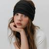 SUMMER WRINKLE BUTTON HAIR BAND BANDANA_BLACK