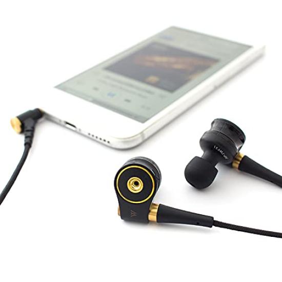 Radius Audio MMCX Replacement Double V Series HP-TWF31 Hi-Res Earphones Cable, (W n°3 (Black) + 2.5mm Plug)