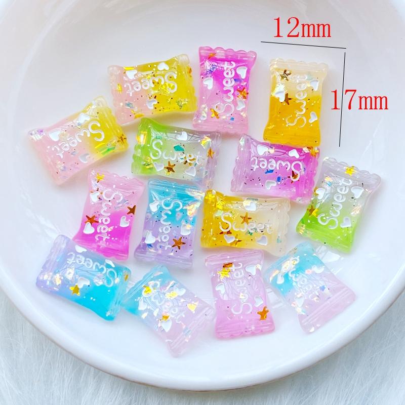 20Pcs New Resin Lovely Mixed Shiny Mini Candy Flat Back Cabochon Scrapbook DIY Embellishments Accessories Q41