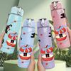 1PC Lantern Cat Festive Cartoon Print 750ml Color Plastic Sports Water Bottle Leakproof Flip Straw Lid Suitable for Sports Office Home Use