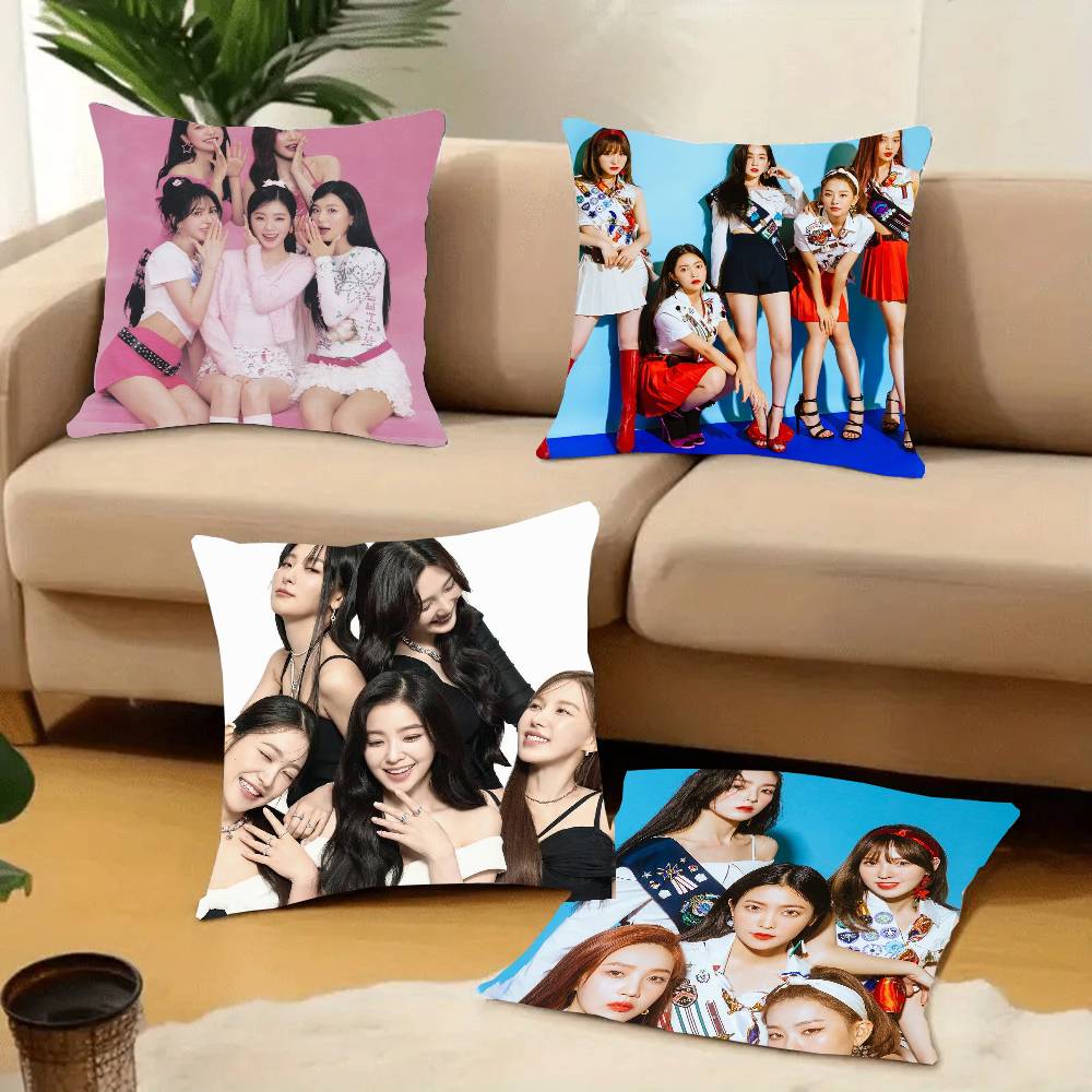 1 Stück Kpop R-Rot V-Samt Klassische Kissenhülle Quadratisch Schlafzimmer Sofa Freizeit Komfort Kissen Auto Heimdekoration Kissenbezug 40x40