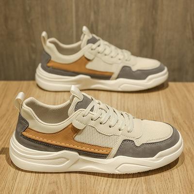 Men's Shoes 2025 New Leather Mesh Breathable Little White Shoes Men's Ultra-light Fashion Trend Sports and Leisure Board Shoes