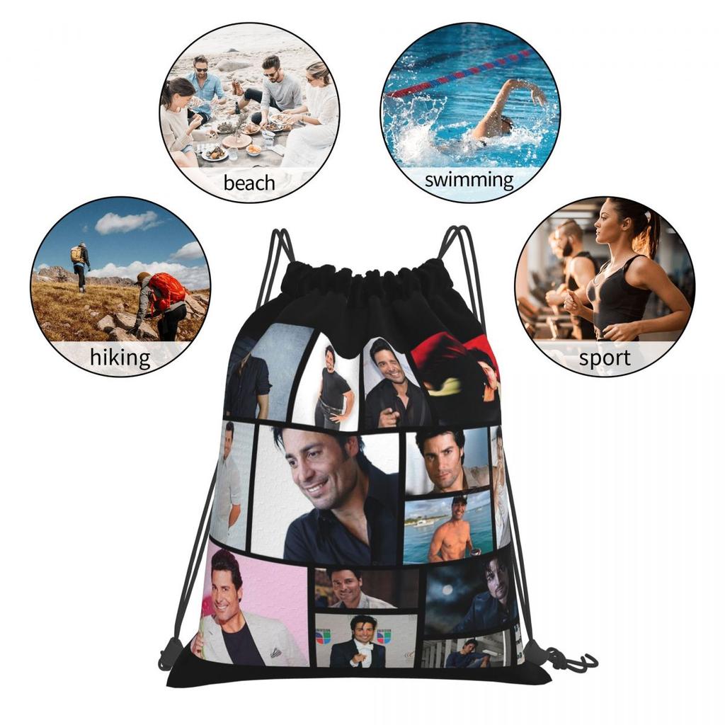 Chayanne 3 Backpacks Portable Drawstring Bundle Pocket Sports Bag Book Bags for Travel Students