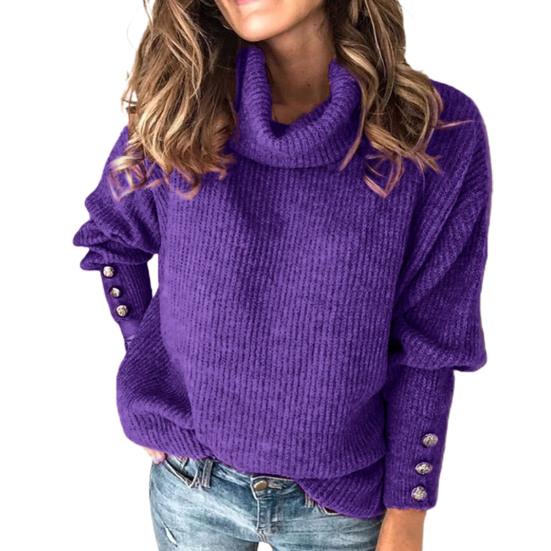 Women's spring Autumn Winter Plus Size Padded Short Jumper Pullover Loose Casual Warm Long-sleeved Half Height Collar Pullover Knit Sweater