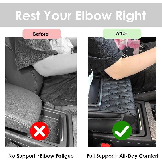 Car Armrest Cushion, 5-in-1 Design with Cup Holders, Car Center Console Cover, Tissue Box, Multifunctional Arm Rest Cover for Car with Cup