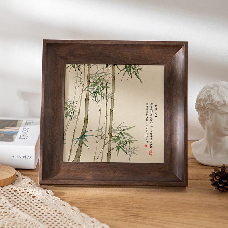 Vintage Square Chinese Style Photo & Calligraphy Frame: Creative Retro Tabletop or Wall Decoration