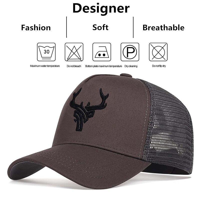 Unisex Animal Antlers Embroidery Baseball Net Caps Spring And Summer Outdoor Adjustable Casual Hats Sunscreen Hat