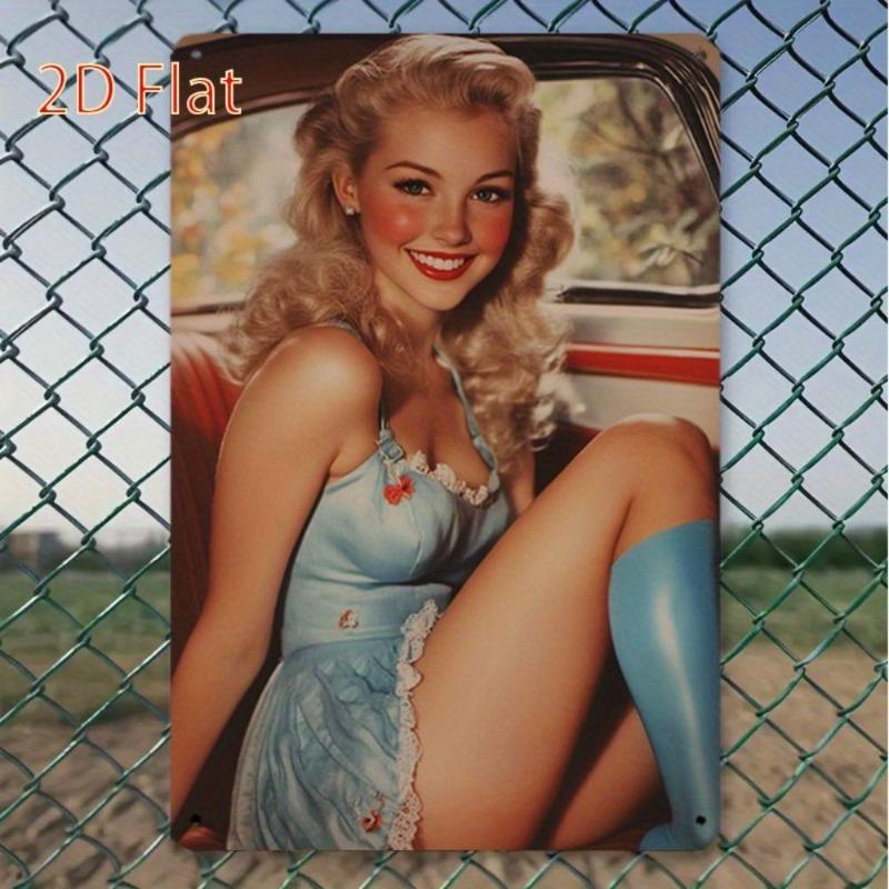 Lamiere Pin-Up Girl, Decorazione Metallica per Officina Garage 20x30cm