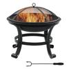 Brasero Chimney Outdoor Round Fireplace With Spark Screen Metal Poker Dim 55L X 55W X 50H Cm Black