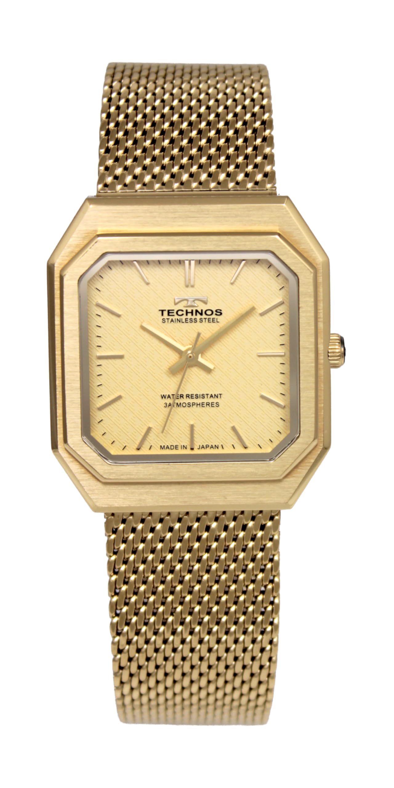 TECHNOS 3 Сделано в T9C47GC [TECHNOS] Часы, Стрелки, Япония, золотой