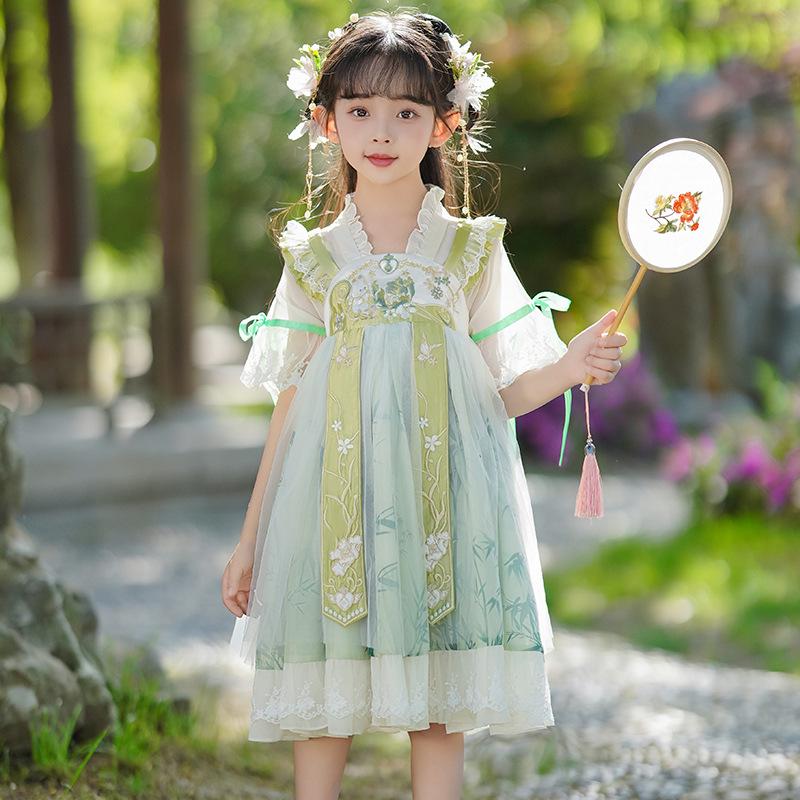 Spring 2025 Girls' Hanfu Dress - Fairy Tang Suit, Children's National Style, Chinese Spring Collection