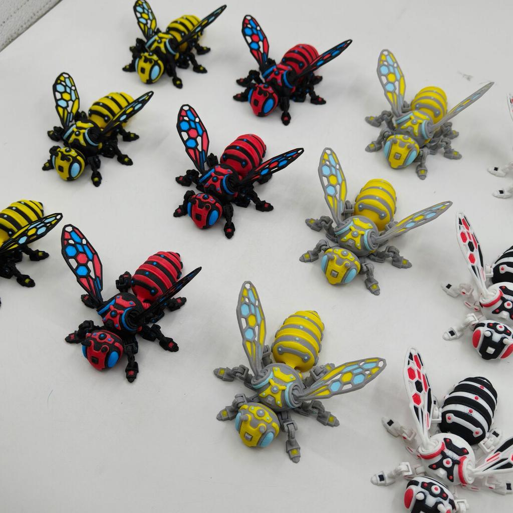 10cm 3D Printer Insect Bee Figure Model Movable Joints Simulation Mechanical Big Yellow Bee Toy Desktop Decorations